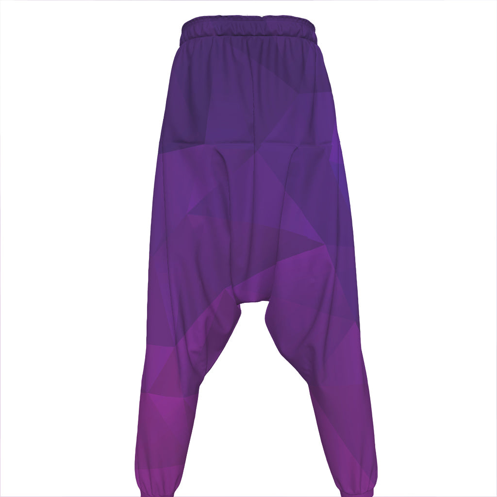 Violet Polygonal Geometric Print Hammer Pants
