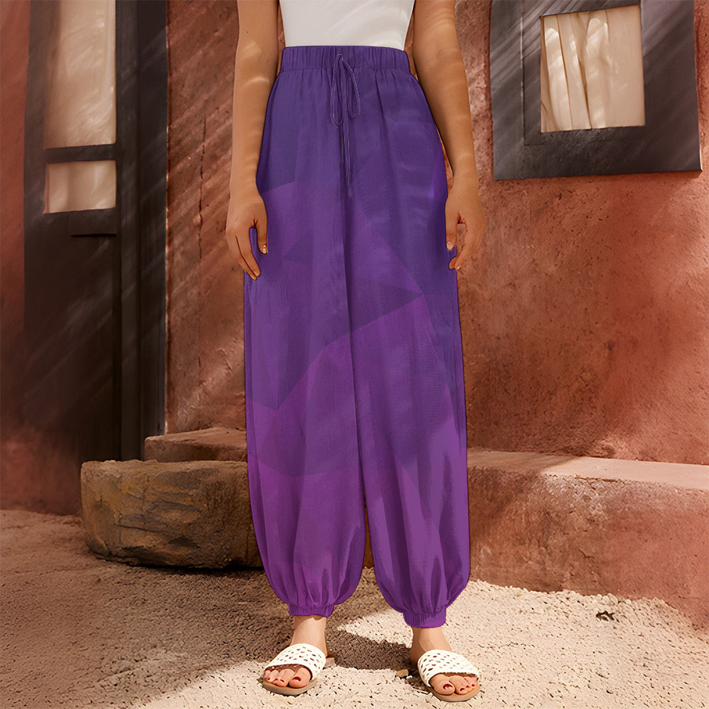 Violet Polygonal Geometric Print Harem Pants