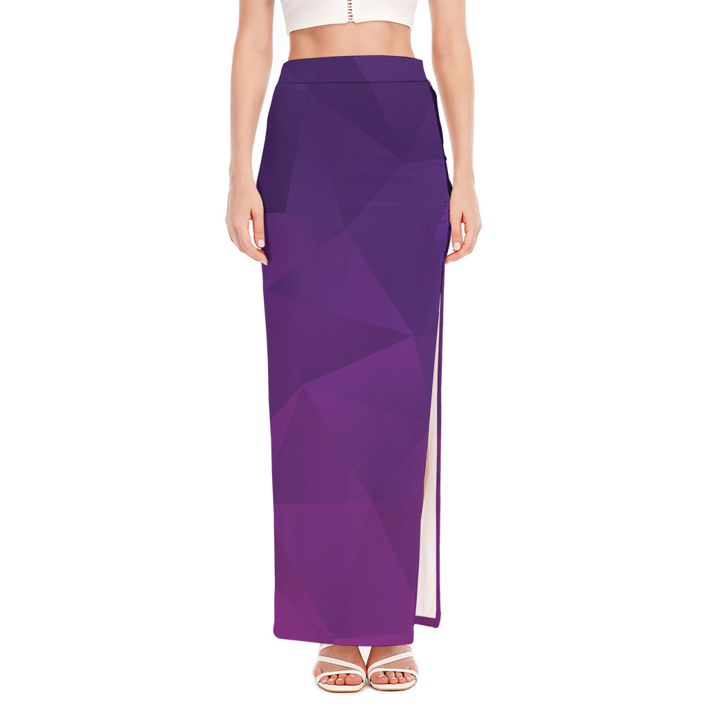 Violet Polygonal Geometric Print High Slit Maxi Skirt