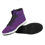 Violet Polygonal Geometric Print High Top Leather Sneakers
