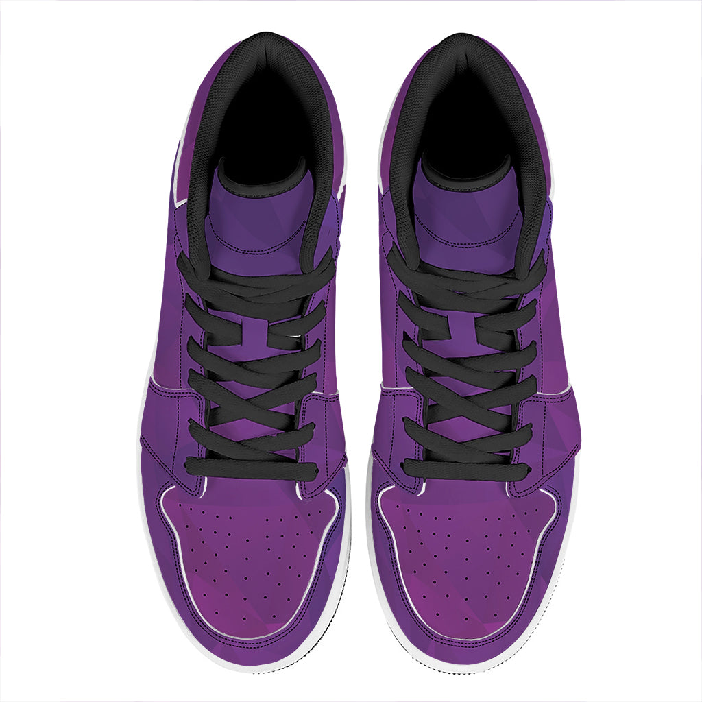 Violet Polygonal Geometric Print High Top Leather Sneakers