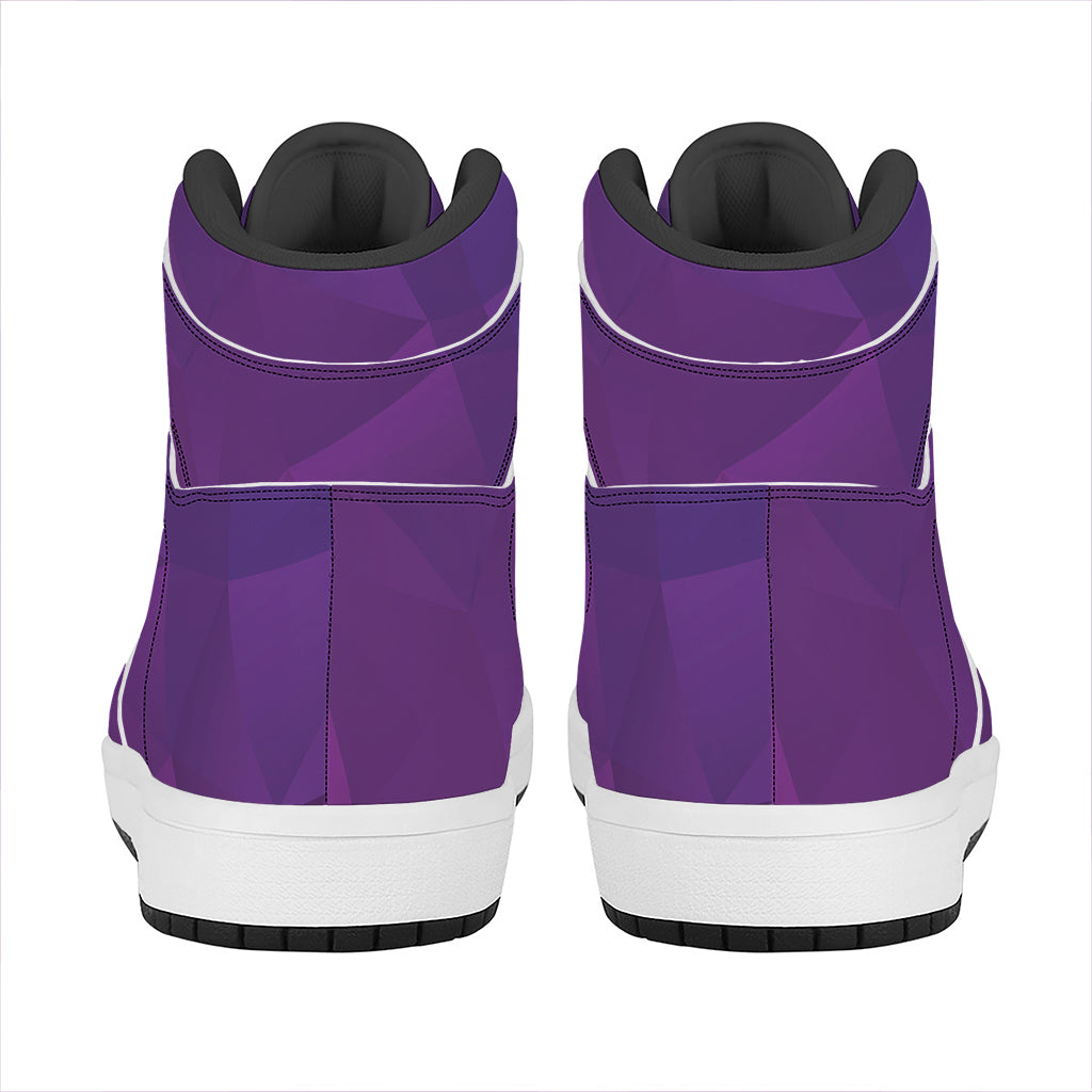 Violet Polygonal Geometric Print High Top Leather Sneakers