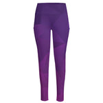 Violet Polygonal Geometric Print High-Waisted Pocket Leggings
