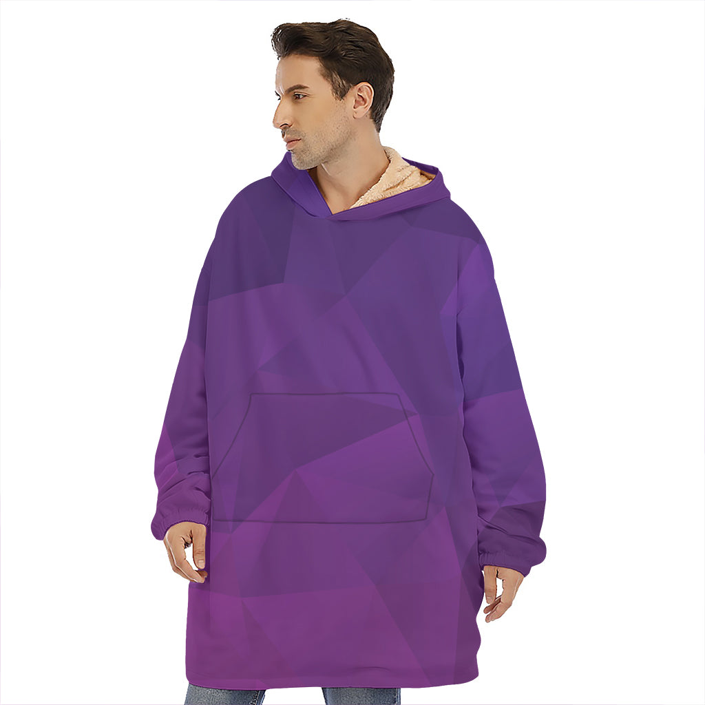Violet Polygonal Geometric Print Hoodie Blanket