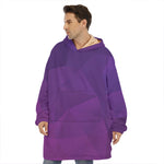 Violet Polygonal Geometric Print Hoodie Blanket