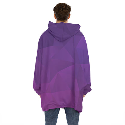 Violet Polygonal Geometric Print Hoodie Blanket