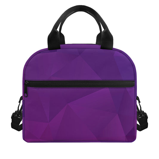 Violet Polygonal Geometric Print Insulated Lunch Bag