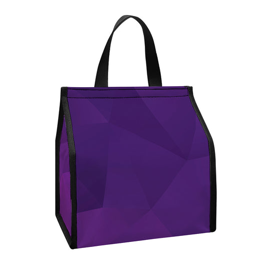 Violet Polygonal Geometric Print Insulated Lunch Tote