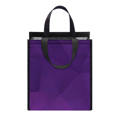 Violet Polygonal Geometric Print Insulated Lunch Tote