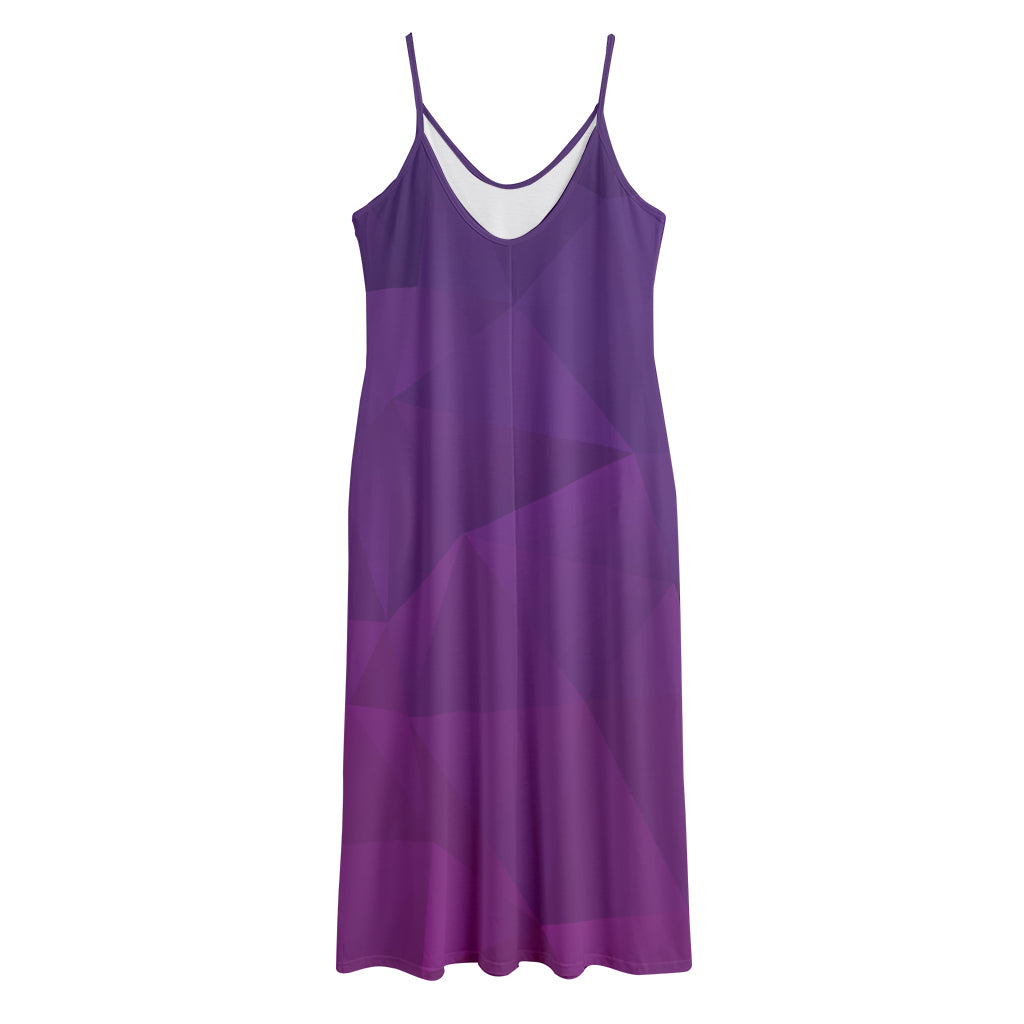 Violet Polygonal Geometric Print Jersey Midi Cami Dress
