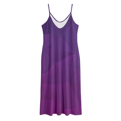 Violet Polygonal Geometric Print Jersey Midi Cami Dress