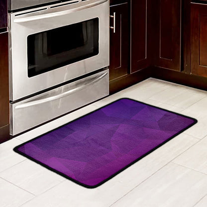 Violet Polygonal Geometric Print Kitchen Mat