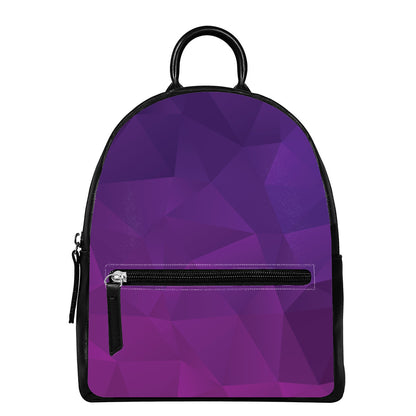 Violet Polygonal Geometric Print Leather Backpack