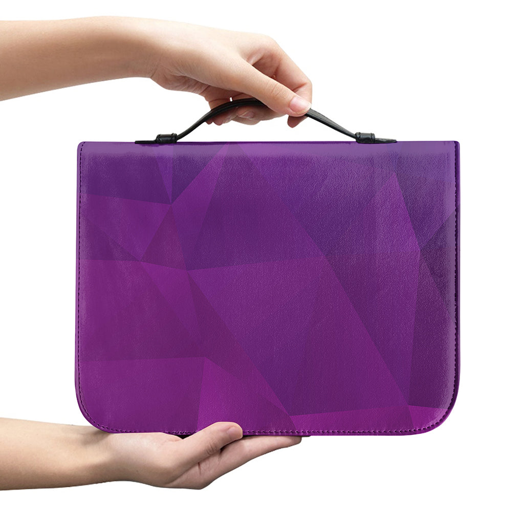 Violet Polygonal Geometric Print Leather Bible Cover