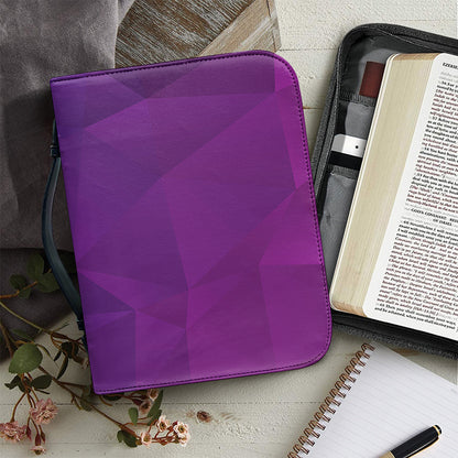 Violet Polygonal Geometric Print Leather Bible Cover