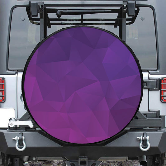 Violet Polygonal Geometric Print Leather Spare Tire Cover