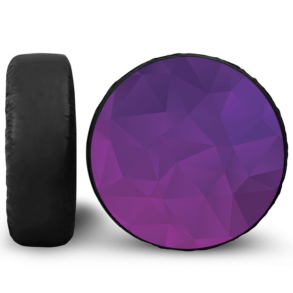 Violet Polygonal Geometric Print Leather Spare Tire Cover