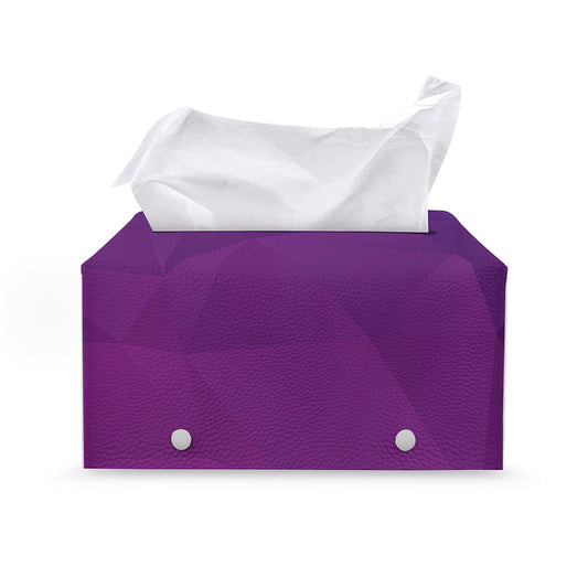 Violet Polygonal Geometric Print Leather Tissue Box Cover