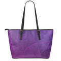 Violet Polygonal Geometric Print Leather Tote Bag With Zipper