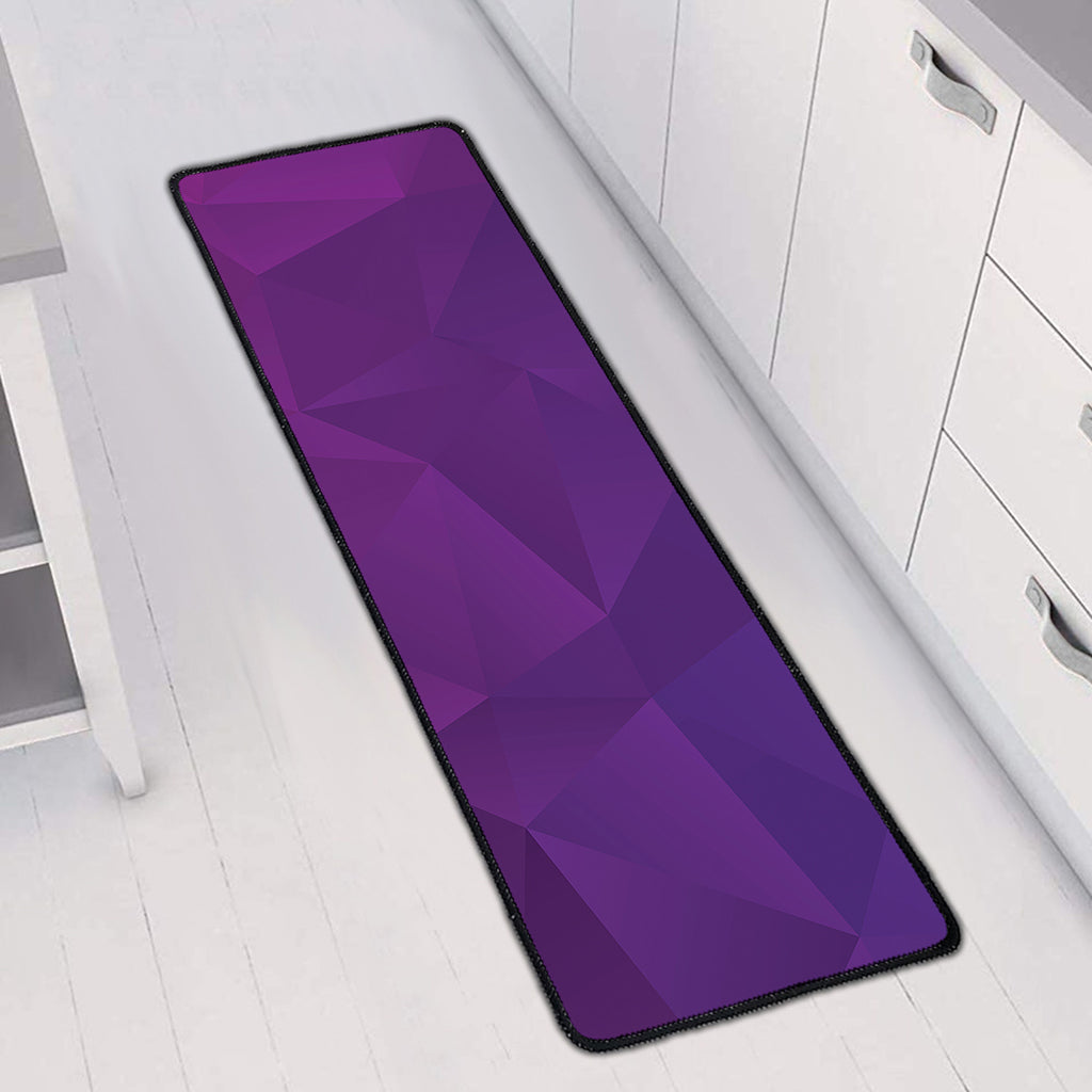 Violet Polygonal Geometric Print Long Kitchen Mat