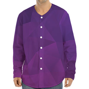 Violet Polygonal Geometric Print Long Sleeve Baseball Jersey