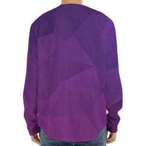 Violet Polygonal Geometric Print Long Sleeve Baseball Jersey