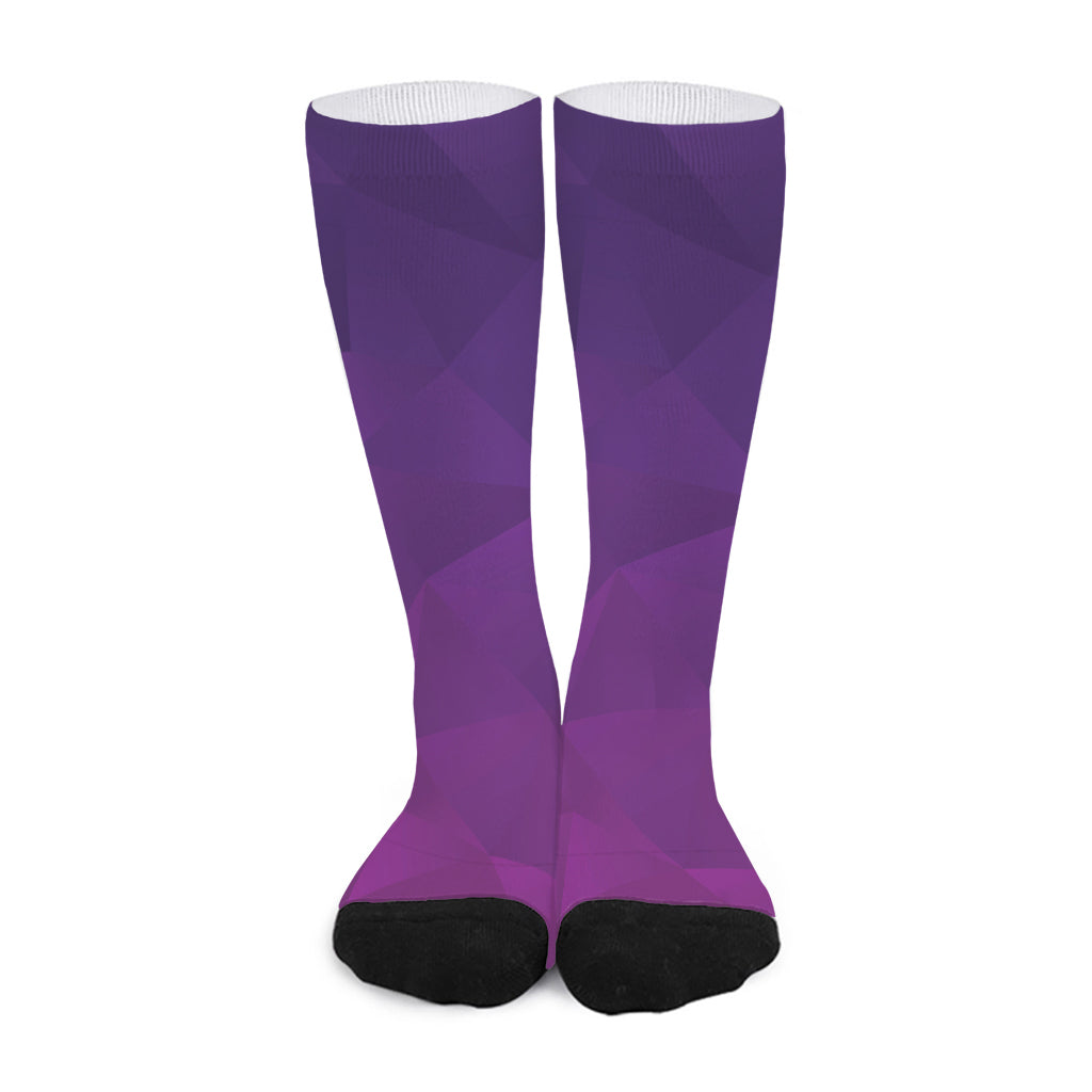 Violet Polygonal Geometric Print Long Socks