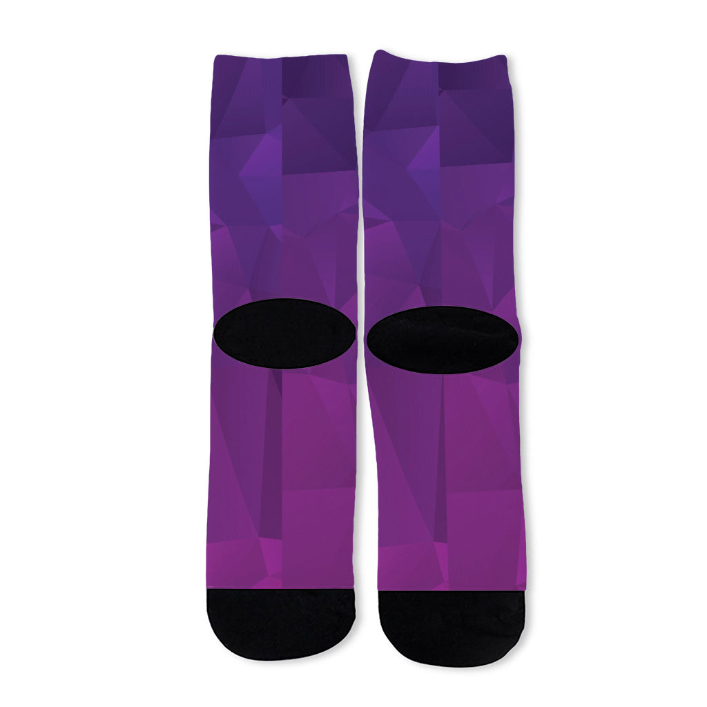 Violet Polygonal Geometric Print Long Socks