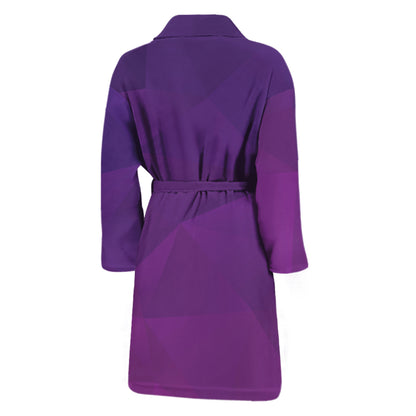 Violet Polygonal Geometric Print Men's Bathrobe