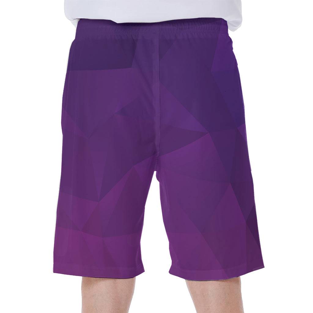 Violet Polygonal Geometric Print Men's Beach Shorts