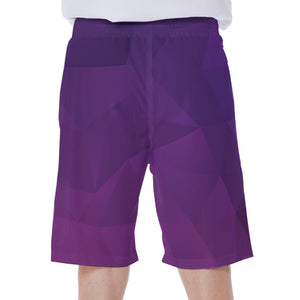 Violet Polygonal Geometric Print Men's Beach Shorts