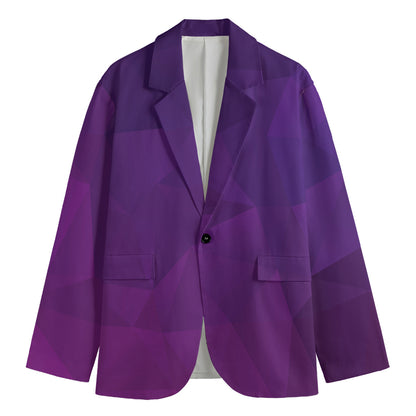 Violet Polygonal Geometric Print Men's Blazer