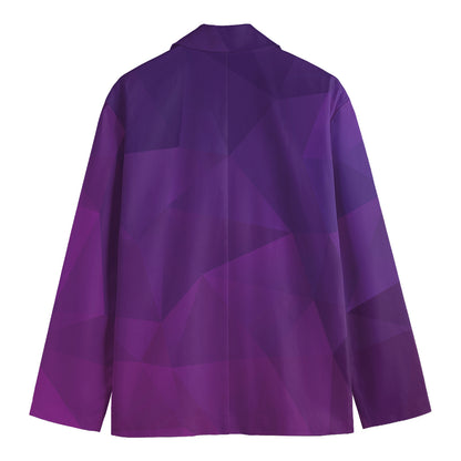 Violet Polygonal Geometric Print Men's Blazer