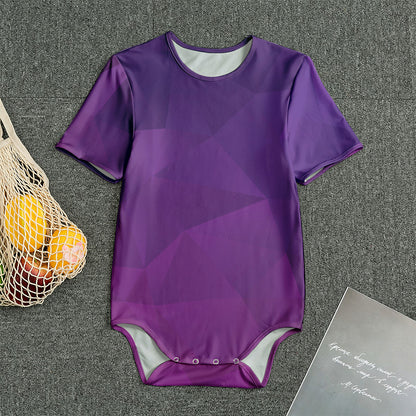 Violet Polygonal Geometric Print Men's Bodysuit