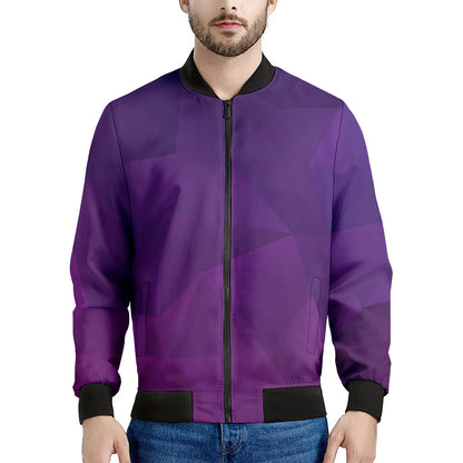Violet Polygonal Geometric Print Men's Bomber Jacket