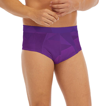 Violet Polygonal Geometric Print Men's Briefs