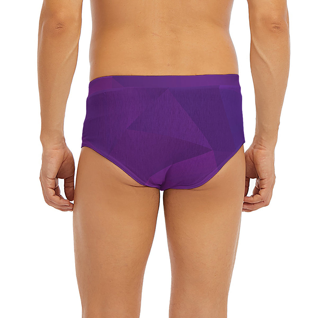 Violet Polygonal Geometric Print Men's Briefs