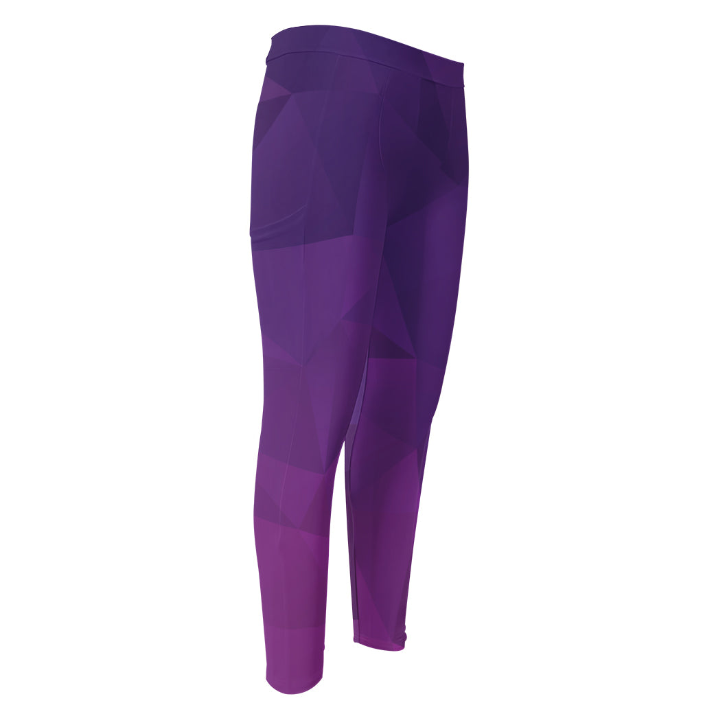Violet Polygonal Geometric Print Men's Compression Pants