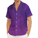 Violet Polygonal Geometric Print Men's Deep V-Neck Shirt