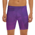 Violet Polygonal Geometric Print Men's Long Boxer Briefs