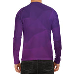 Violet Polygonal Geometric Print Men's Long Sleeve Rash Guard