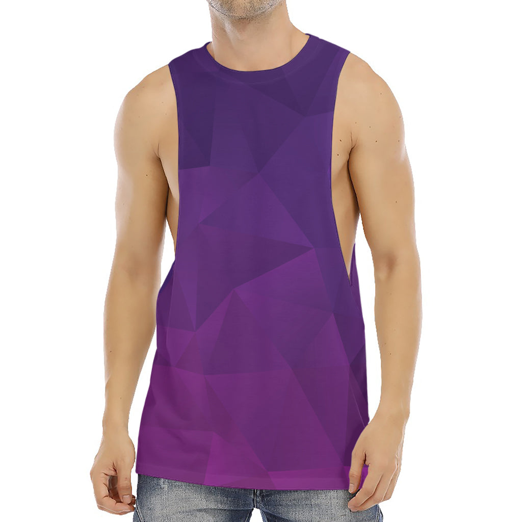 Violet Polygonal Geometric Print Men's Muscle Tank Top