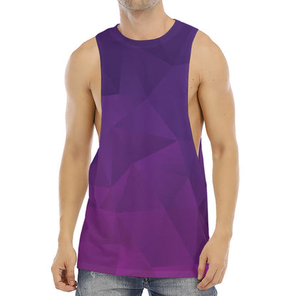 Violet Polygonal Geometric Print Men's Muscle Tank Top