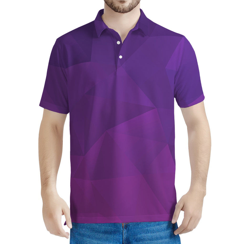 Violet Polygonal Geometric Print Men's Polo Shirt