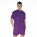 Violet Polygonal Geometric Print Men's Romper