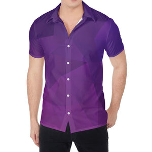 Violet Polygonal Geometric Print Men's Shirt