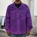 Violet Polygonal Geometric Print Men's Shirt Jacket