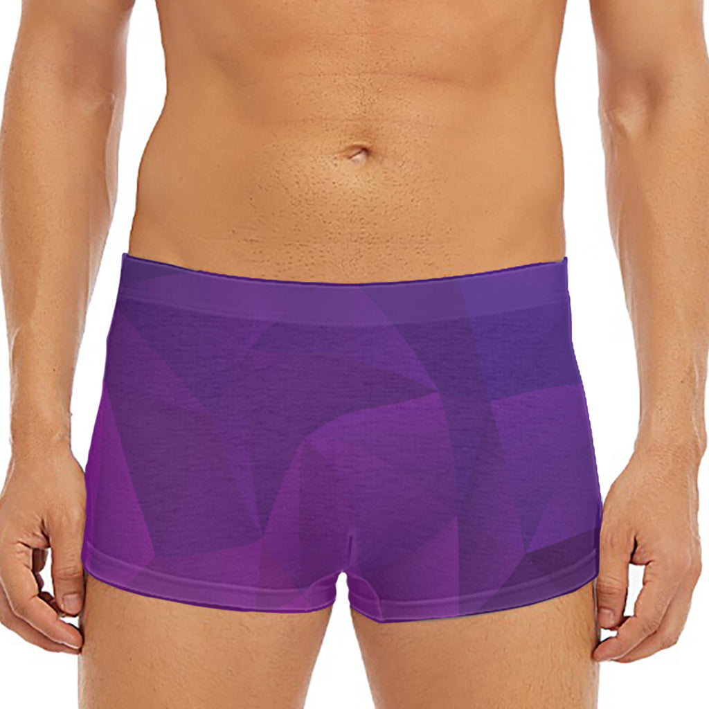 Violet Polygonal Geometric Print Men's Short Boxer Briefs