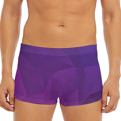 Violet Polygonal Geometric Print Men's Short Boxer Briefs