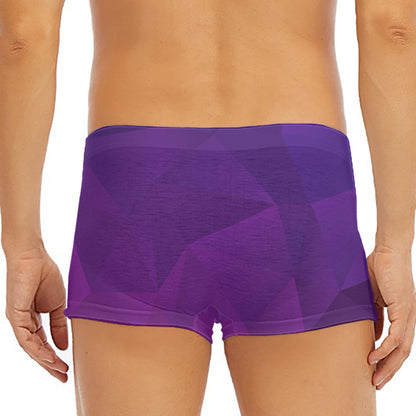 Violet Polygonal Geometric Print Men's Short Boxer Briefs